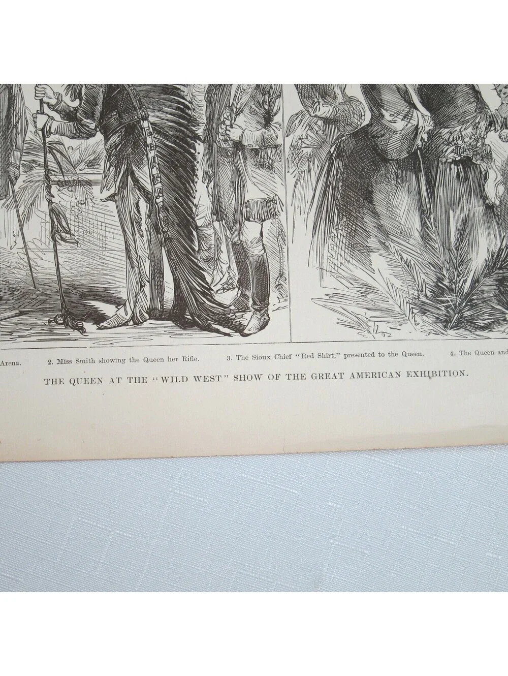 Antique 1887 Print Queen Wild West Show Great American Exhibition Indian Chief